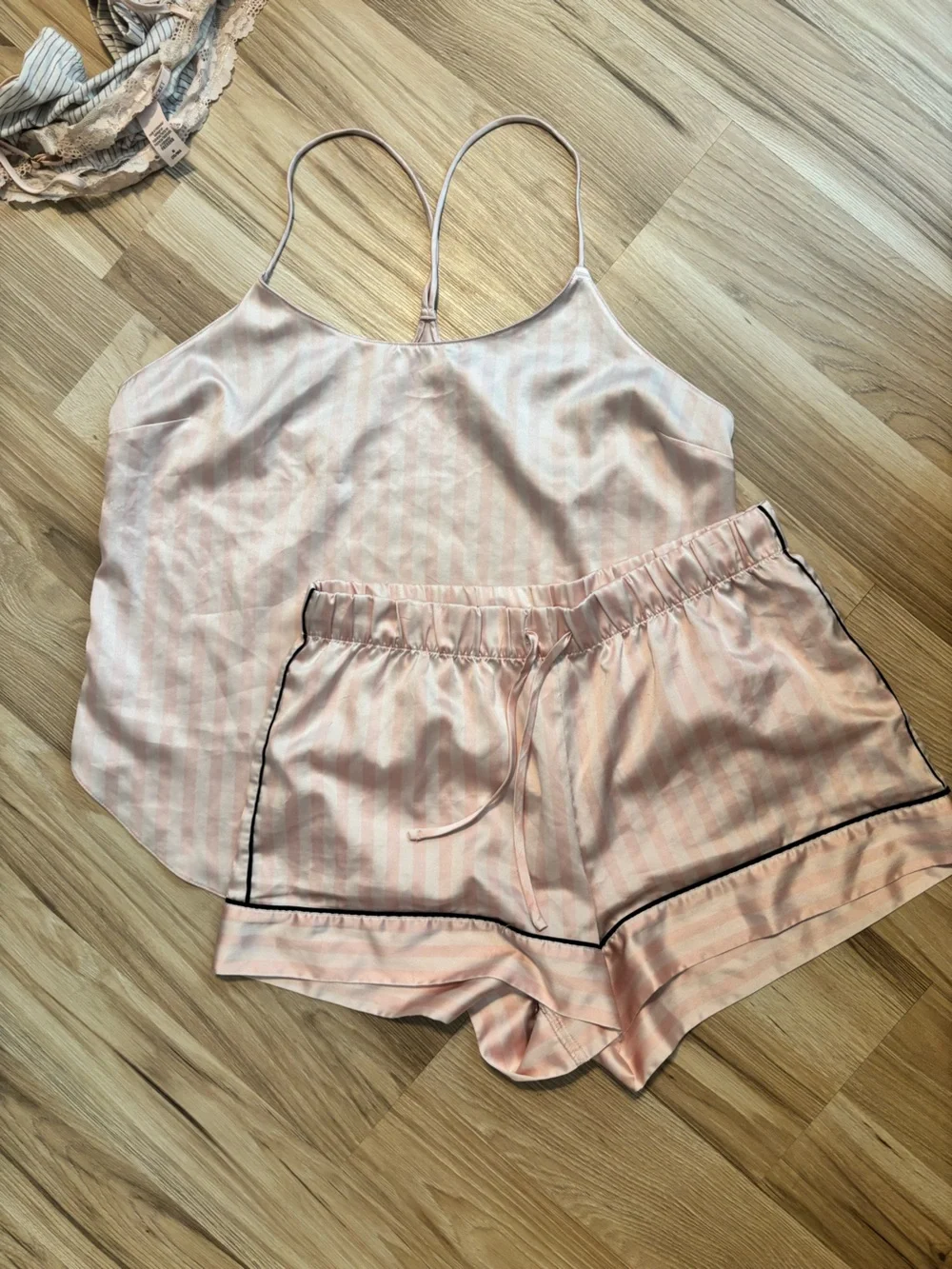 Victoria’s Secret Satin Stripe Cami & Short PJ Set